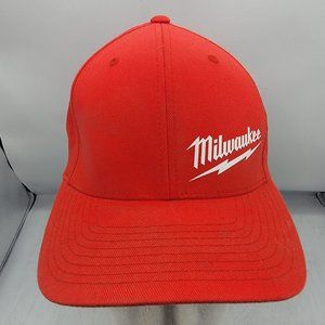 Milwaukee Fitted Hat Red Small Medium Mechanics Cap Casual Work Wear Outdoors